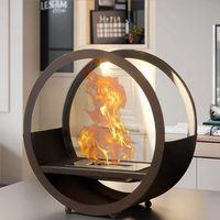Cheminée d'intérieur semi-circulaire en métal à bioéthanol, modèle OEM/ODM, mini foyer de table à flamme réelle, chauffage à brûleur intégré, vente chaude