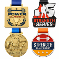 Medaglie Personalizzate in Lega di Zinco Elettroplaccata per Powerlifting, con Rilievo 3D e Nastro, per Premiazioni di Eventi Fitness e di Forza