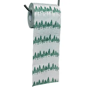 Damon Nieuwigheid Badkamer Tissue Custom Print Jumbo Roll 4 Laags Kerst Bos Toiletpapier
