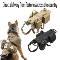 Harnais tactique pour chien TANXIANZHE en nylon 1000D avec pochettes détachables, anti-traction, réglable, pour chiens de taille moyenne à grande, pour la chasse en extérieur
