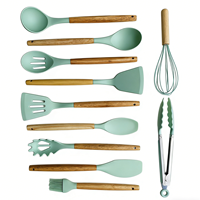 Accessoires de cuisine Outils de cuisine 12 pièces Ensemble d'ustensiles de cuisine en silicone de qualité alimentaire avec manche en bois