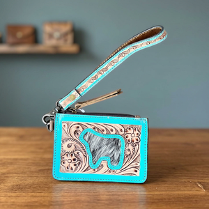 New Arrival Vintage Portable Western Tooled Leather Cowhide Wristlet <b>Wallet</b> Handmade Floral Clutch with Wrist Strap - Product Image 3