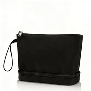 Custom Logo Double Layer <b>Makeup</b> Bag, Large Capacity Portable Cosmetic Pouch, Travel Toiletry Bag - Product Image 1