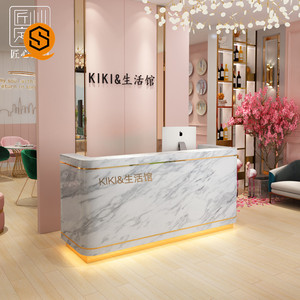 Hiện đại nhỏ bằng đá cẩm thạch kim loại tiền mặt đăng ký Beauty Salon Bar quầy lễ tân tùy chỉnh màu sắc quầy lễ tân - Product Image 2