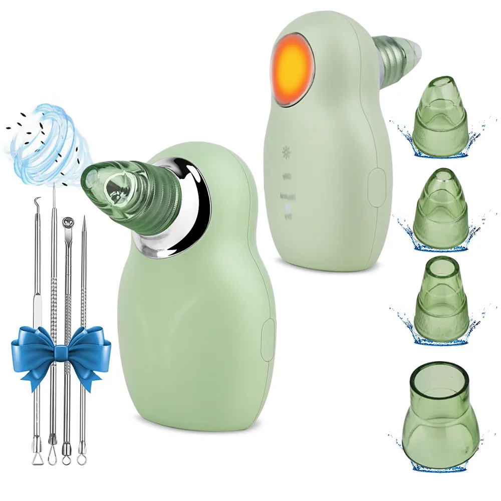 High Quality 3 Speed Usb Rechargeable Green Blackhead Remover with Heating