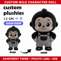 Maßgefertigte Plüsch-Gorilla-Maskottchenfigur Stehende Puppe Weiches Wildtier OEM ODM Kundenspezifisches Design