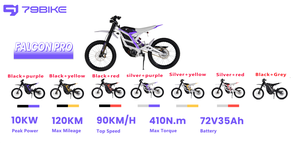 Motocicleta Todoterreno Eléctrica de Alto Rendimiento 79bike Falcon Pro, Motor de 10KW, Batería de 72V 35Ah, Desbloqueo NFC, Carga Rápida - Product Image 2
