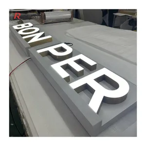 Outdoor custom store epoxy resin 3d acrylic metal trim cap track light face lit channel letters