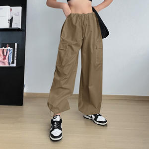 Nuovi arrivi Y2k vestiti Harajuku Hippie coreano moda <span class=keywords><strong>donna</strong></span> pantaloni <span class=keywords><strong>Cargo</strong></span> paracadute grigio coulisse vita Casual Streetwear - Product Image 6