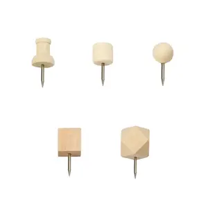 Square Wood Decorative Push Pins Wood Head And Steel Needle Point Thumb Tacks For Photos Maps And Cork Boards