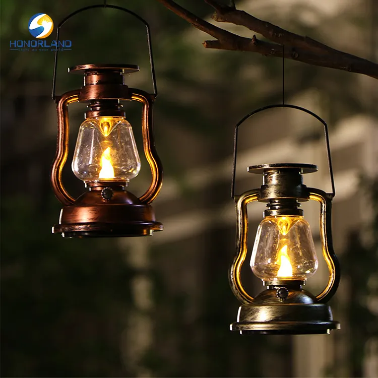 Öllampe Camping Lichter Retro hängende Solar Vintage einfach zu tragen tanzende Flamme warm weiße LED tragbare Kerosin lampe