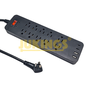 10-ổ cắm bảo vệ tăng điện dải 300 Joules 3-chân đồng PVC Dây nguồn 2 <span class=keywords><strong>USB</strong></span> 2 Loại-C sạc trắng OEM tay áo thẻ 15A - Product Image 5