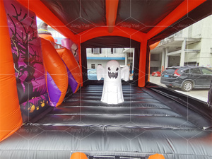 Halloween Đảng Thương Mại Lớn PVC Trẻ Em <span class=keywords><strong>Inflatable</strong></span> Bí Ngô Nhà Bị Trả Lại Nhảy Lâu Đài Combo Trượt - Product Image 2