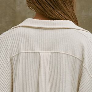 Blusas de Manga Larga con Cuello en V Profundo para Mujer, con Patrón de Waffle, Líneas Decorativas y Estilo Americano Informal - Product Image 5