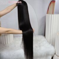 Perruque Lace Front HD 13x4 de 40 pouces, cheveux humains raides pré-épilés, grade 10, non traités, bruts