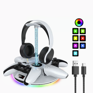 Station de charge RGB pour manettes PS5 <span class=keywords><strong>DualSense</strong></span> et Edge, station de charge rapide avec lumière ambiante et arrêt automatique - Product Image 4