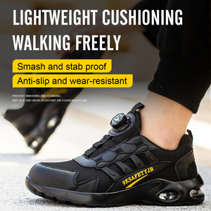 Chaussures de sécurité pour hommes à bouton rotatif, baskets de travail à embout d'acier, chaussures indestructibles, bottes de travail anti-perforation, chaussures de sécurité à coussin d'air - Product Image 2