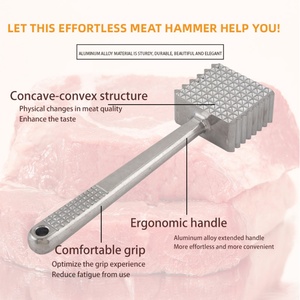 Attendrisseur à viande double face en aluminium avec long manche, marteau à steak durable pour bœuf, outil de cuisine de qualité alimentaire - Product Image 3
