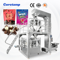 Machine de remplissage et de scellage semi-automatique rotative pour sachets préformés Doypack à fermeture éclair et sacs stand-up avec élévateur de bols