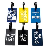 Étiquette de bagage anglaise transfrontalière de luxe en PVC Nouveau style arc-en-ciel Impression personnalisée Carte d'embarquement Étiquette de bagage en caoutchouc