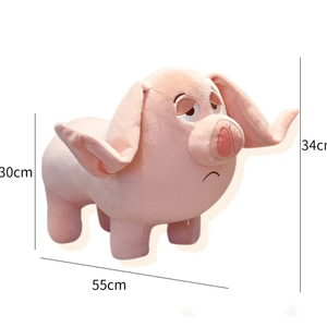 Flying Pig Long Bench Pony Plush Ultra-Soft Modern Children's <strong>Stool</strong> <strong>Pink</strong> Super Cute Birthday Gift for Apartment Use - Product Image 5