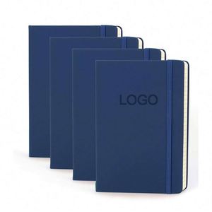 Navy Blue Custom LOGO Ruled <b>Lined</b> Journal <b>Notebook</b> A5 Hardcover PU Leather 100 Sheets for Students - Product Image 1