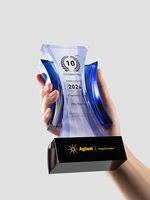 Trophée en verre personnalisé en forme de H avec base noire pour récompenses annuelles d'entreprise, équipe de vente et personnel exceptionnel