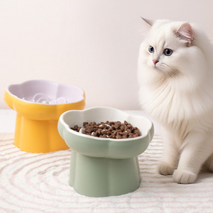 Blumenförmiger erhöhter Keramik-Fressnapf für Haustiere mit schrägem Rand, nackenfreundlich, gegen Ersticken, kippsicher, für Futter und Wasser - Product Image 3