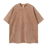 T-shirt OEM en coton tricoté 260G, style streetwear vintage, délavé à l'acide, effet flocon de neige, pour l'été
