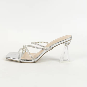Sandalias de Tacón Alto Transparentes con Pedrería, Versátiles para el Verano 2024 - Product Image 6