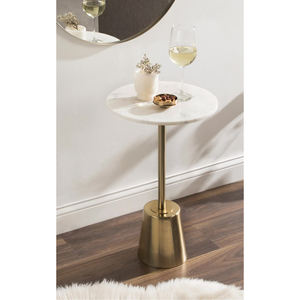 Table d'appoint dorée de luxe avec dessus en marbre - Product Image 1