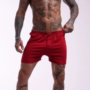 Boxers rouges en coton pour hommes – Respirants, doux, confortables, coupe décontractée, braguette boutonnée – Sous-vêtements masculins – Distribution mondiale - Product Image 1