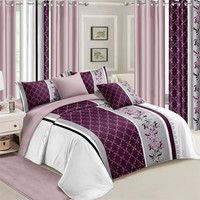 Ensemble de literie de luxe avec broderie et impression, style moderne, drap de lit, couette, housse de couette, rideau