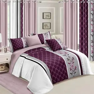 luxury embroidery printing modern style bed bedsheet comforter duvet cover curtain bedding set