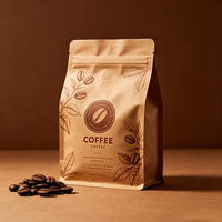 Sacs de rangement pour grains de café en aluminium de qualité alimentaire, haut de gamme, avec valve, fond plat, emballage cadeau de luxe