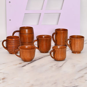 <span class=keywords><strong>Set</strong></span> di tazze da tè in legno massello di birra in legno naturale elegante tazza da <span class=keywords><strong>caffè</strong></span> in legno di giuggiola giapponese tazza da scrivania piccola artigianale con manico - Product Image 3