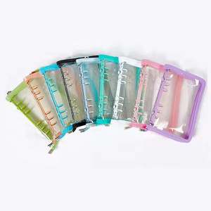 Couverture d'<span class=keywords><strong>agenda</strong></span> à feuilles mobiles transparente personnalisée agendas en PVC multicolore classeur de Journal classeur à anneaux classeur en vinyle Bling couverture de planificateur - Product Image 1