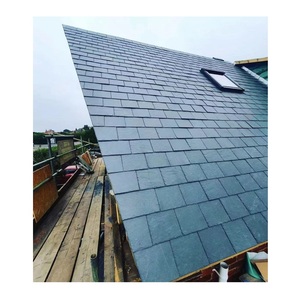 Natural Black <b>Slate</b> Stone Roof Tile Outdoor European Design Style with Split Surface Finishing - Product Image 1