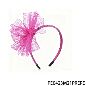 Diadema con <span class=keywords><strong>lazo</strong></span> de encaje rosa fuerte Retro de los años <span class=keywords><strong>80</strong></span> PESENAR-Accesorio para el cabello vintage audaz para fiestas temáticas y de <span class=keywords><strong>moda</strong></span> nostálgica de los años <span class=keywords><strong>80</strong></span> - Product Image 5