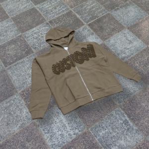 Sweat à capuche vintage 100 % coton respirant en tissu éponge à fermeture éclair, coupe ample, pour homme, collection automne - Product Image 1