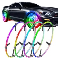 4PCS Lampu LED Ring Roda 15.5 Inch 12V untuk Mobil Truk Kendaraan Offroad Pickup RGB Warna Impian Lampu Berkedip Menari