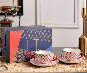 New Model European Bee Pattern Porcelain <b>Cup</b> and <b>Saucer</b> with Gold Edge - Product Image 6