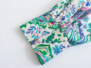 Áo Sơ Mi Nữ Hàng Mới Về R40584S Áo Cánh Một Hàng Khuy In Hoa Màu Xanh Lá Thời Trang - Product Image 5