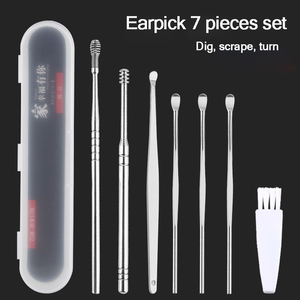 7 unids/set de recolectores de cera para los oídos, removedor de cera de acero inoxidable, cureta, limpiador de cuchara, herramienta de limpieza de oídos - Product Image 5