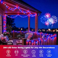 Kırmızı Beyaz Mavi 12 Metre 100 Ledli Solar IP65 Bakır Dış Mekan/İç Mekan Noel Dekorasyonu için Işık Zinciri