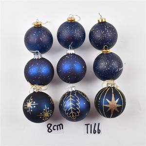 Quả cầu trang trí Giáng sinh bằng thủy tinh màu xanh lam, có thể tùy chỉnh logo OEM, quà tặng khuyến mãi, đồ trang trí cây thông Noel - Product Image 2