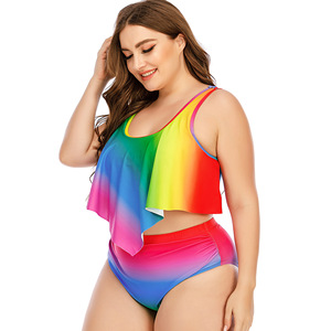 Plus Size <strong>Tankini</strong> <strong>Rainbow</strong> Push up Bikini Custom Bathing Suits for Women 2021