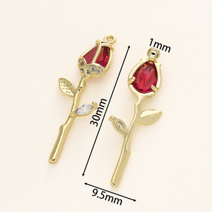 Rose Pendant Zinc Alloy Gold Silver Plated Bezel Setting Themed Plant Charms For DIY Jewelry Unisex Gift Accessory - Product Image 2