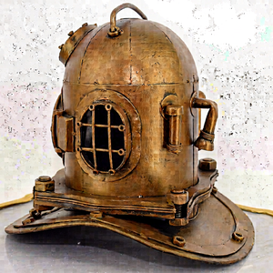 Casque de plongée vintage en métal, sculpture décorative nautique pour la maison, le bureau, le bar, le restaurant - Product Image 1