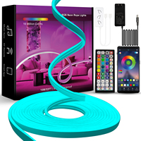 Feican Bande lumineuse LED néon flexible adressable RGBIC 8m/16m étanche avec télécommande pour décoration intérieure 12V USB
